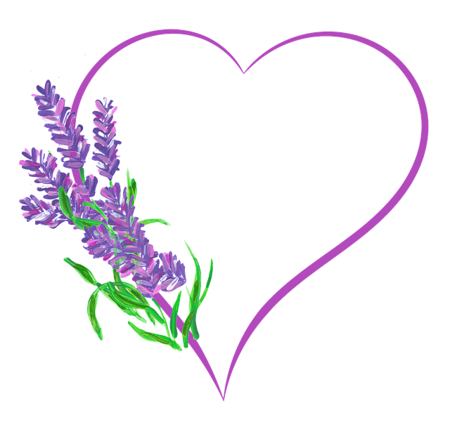 ラベンダーの花とハート